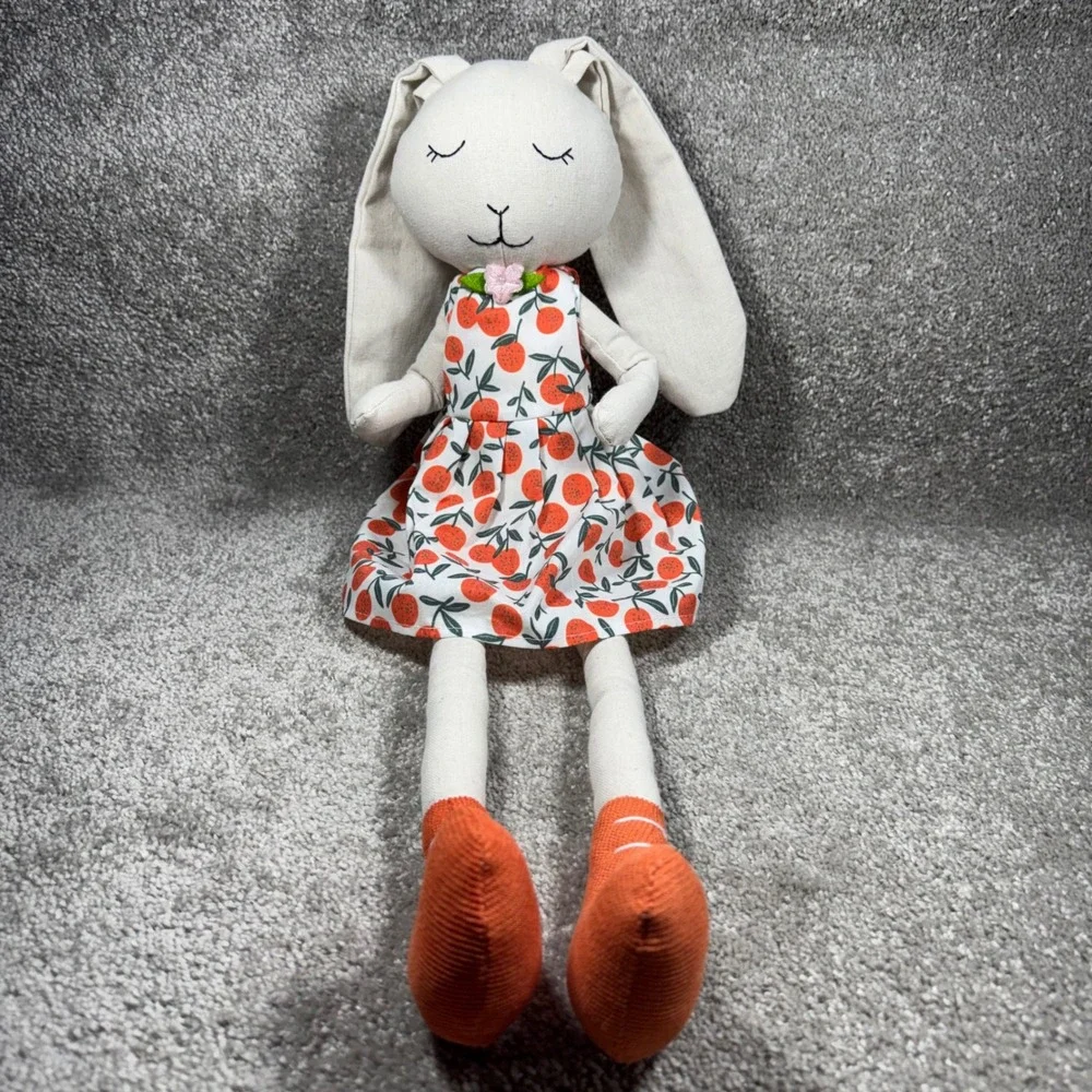 Decorative Bunny Long Legged Orange Fruit Dress Weighted Shelf Sitter‎